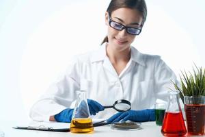 woman biologist technology research plants professional science photo