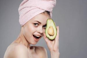 Pretty woman spa treatments exotic fruits skin care avocado health photo