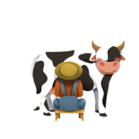 granjero ordeñando vaca png