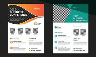 Business conference flyer design template. Modern business conference flyer and online business conference flyer or poster design template. vector illustration.