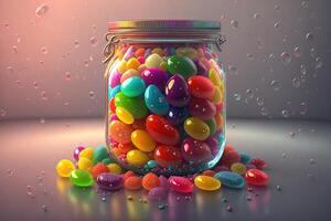 Jelly beans in a glass jar by photo