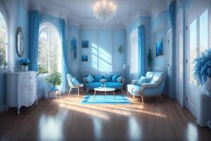 pretty blue room interior by photo