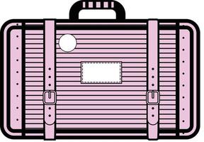 Vector Image Of A Retro Suitcase With Pink Belts