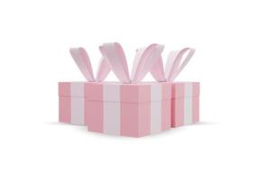 Cute gift box 3 boxes with pink ribbon for The surprise birthday isolated on white background with clipping path. 3D render illustration photo