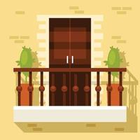 Vector Image Of A Balcony With Flowers