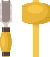 Vector Image Of A Chisel And A Mallet