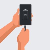 Vector Image Of Charging A Smartphone With A Cable