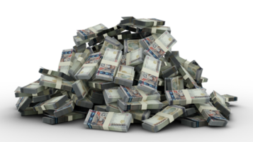 Big pile of 100000 Armenian dram notes a lot of money over transparent background. 3d rendering of bundles of cash png