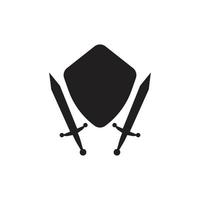 two swords and shield logo icon vector. vector