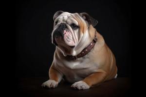 Sitting bulldog dog. Generate Ai photo