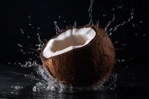 Water splash coconut. Generate Ai photo