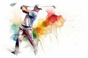 Golf watercolor splash. Generate Ai photo