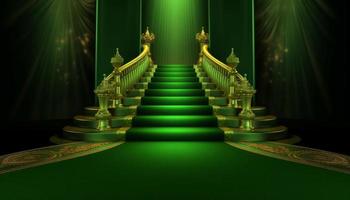 Green carpet at castle. Generate Ai photo