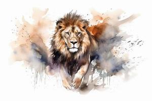 Lion watercolor. Generate Ai photo