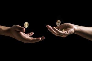 Change bitcoin hands. Generate Ai photo
