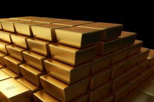 Bank gold stack bars. Generate Ai photo