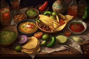 mexicano comida mesa. generar ai foto