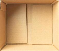 Open empty brown cardboard box background top view photo