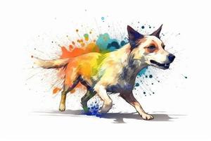 Dog run watercolor splash. Generate Ai photo