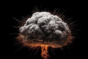 Human brain atomic explosion. Generate Ai photo