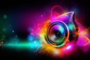 Loudspeaker colorful music. Generate Ai photo