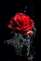 Red rose flower. Generate Ai photo