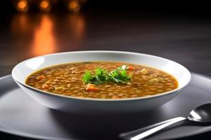 Chili lentil soup. Generate Ai photo