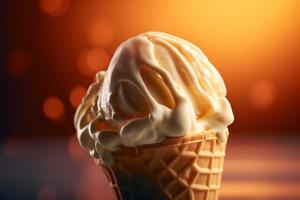 Vanilla ice cream closeup. Generate Ai photo