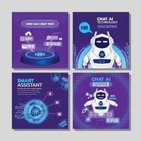 Modern Ai Robot Chat Social Media Post Collection vector