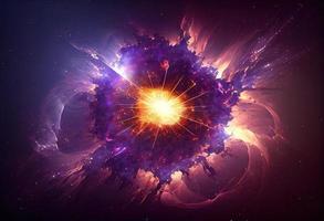 Creative abstract Particles background. Space nebula start burst. Generate Ai. photo