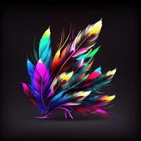 3d colorful feathers for carnival composition .Generate Ai. photo