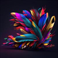 3d colorful feathers for carnival composition .Generate Ai. photo