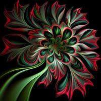 Flower with a green and red design. Generate Ai. photo