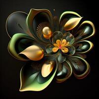 Flower with a gold and green design .Generate Ai. photo