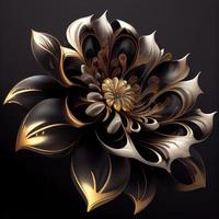 Flower with a gold and black design. Generate Ai. photo