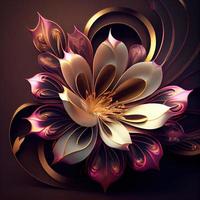 Flower with a gold and pink design. Generate Ai. photo