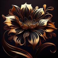 Flower with a gold and black design. Generate Ai. photo