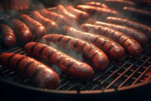 Grilled bbq sausages. Generate Ai photo