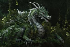 Green dragon magic. Generate Ai photo