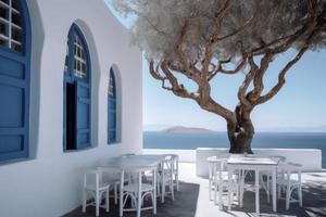 Greek tavern restaurant. Generate Ai photo