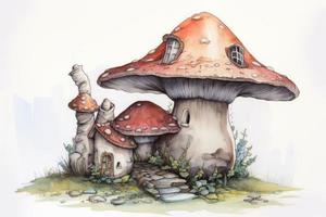 Mushroom house. Generate Ai photo