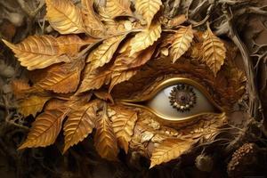 Abstract eye with leaves. Generate Ai photo