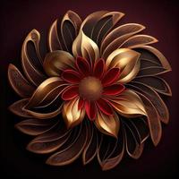 Flower with a gold and red design. Generate Ai. photo