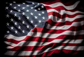 United States Flag On Black Background. free space. top wiew. Generate Ai. photo