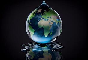 Water drop with earth for World Water Day . Generate Ai. photo