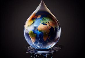 Water drop with earth for World Water Day . Generate Ai. photo