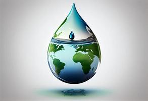 Water drop with earth for World Water Day . Generate Ai. photo