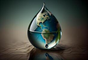 Water drop with earth for World Water Day . Generate Ai. photo