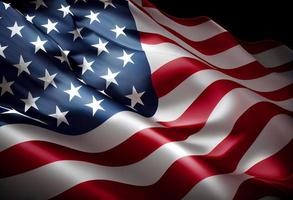 United States Flag On Black Background. free space. top wiew. Generate Ai. photo