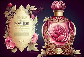 dulce Rosa perfume , amor romance regalo aniversario. generar ai. foto